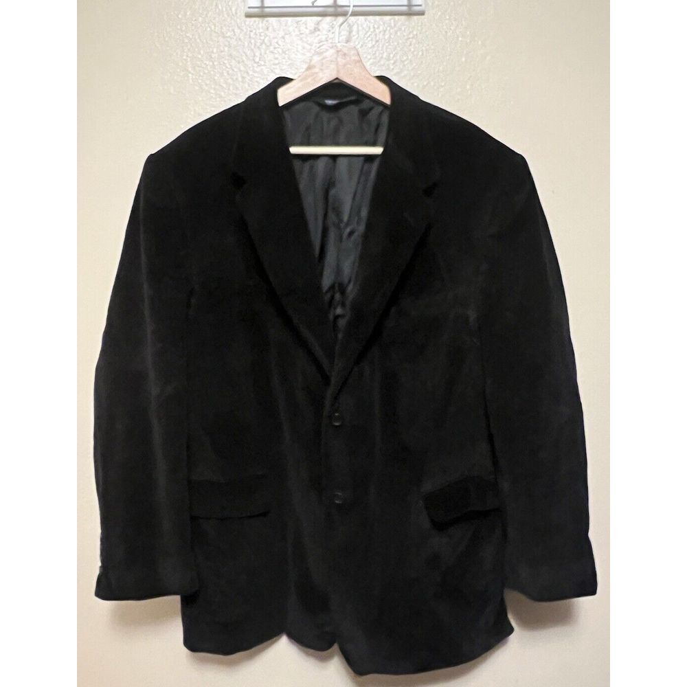 Stafford Mens 46R Corduroy Sport Coat Blazer Two‎ Button Jacket Black Vented